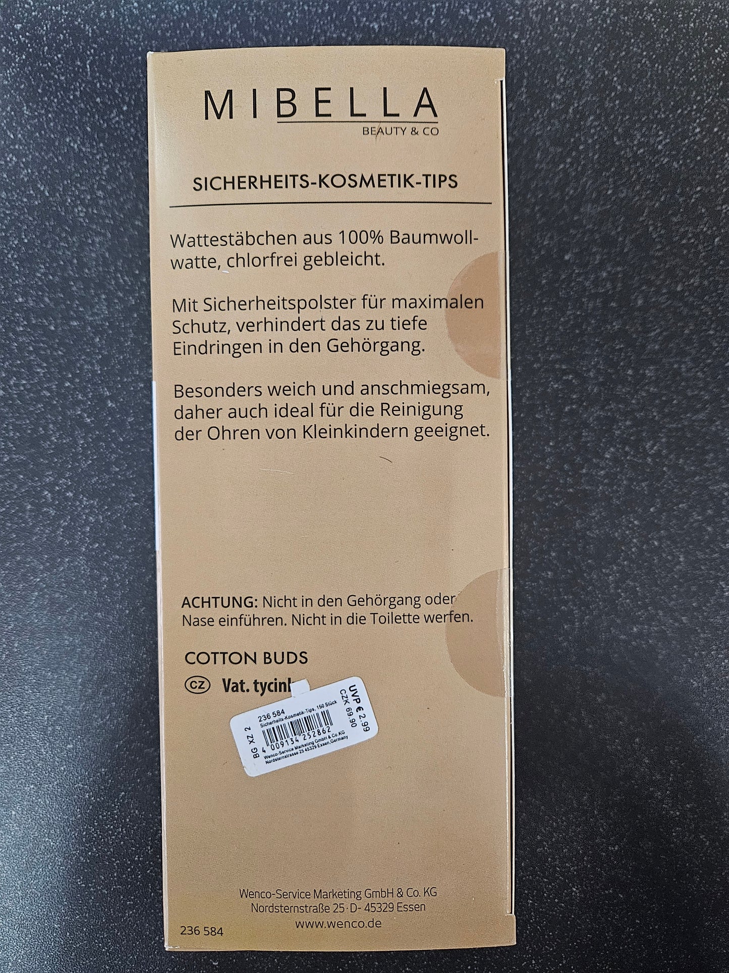 Mibella Sicherheits-Wattestäbchen 150 Stück – FSC Papier & Baumwolle