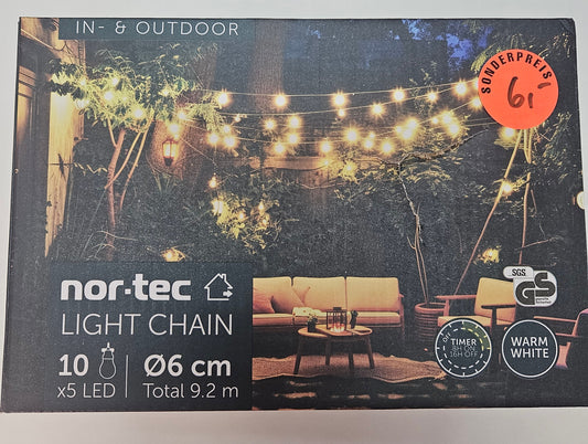 LED Lichterkette Outdoor 10 Glühbirnen Timer