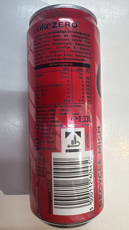 Coca-Cola Zero Sugar 0,33 l Dose – Kalorienfrei, koffeinhaltig, voller Geschmack