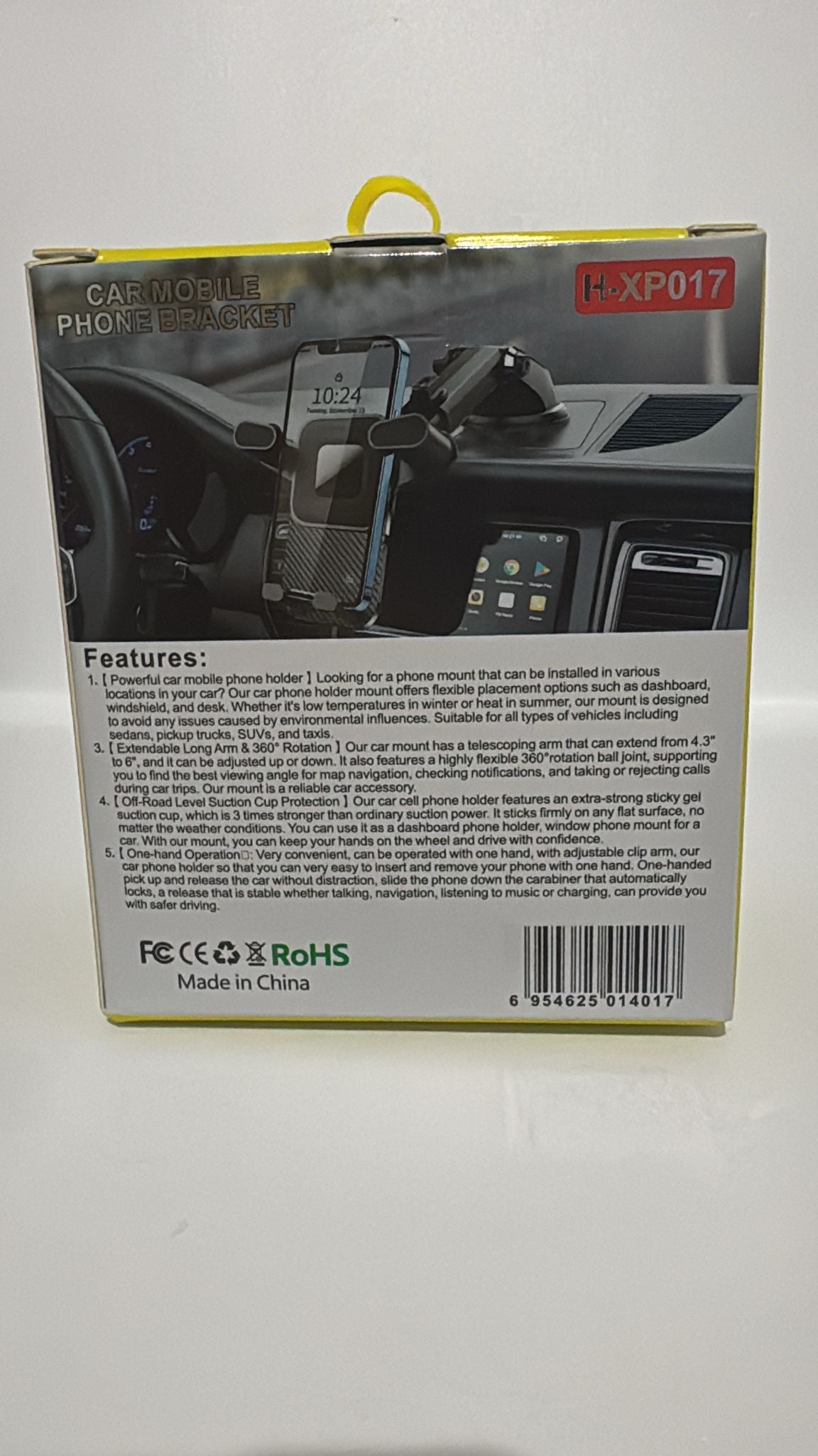 Universelle Auto-Handyhalterung H-XP017 – 360° drehbar, Einhandbedienung