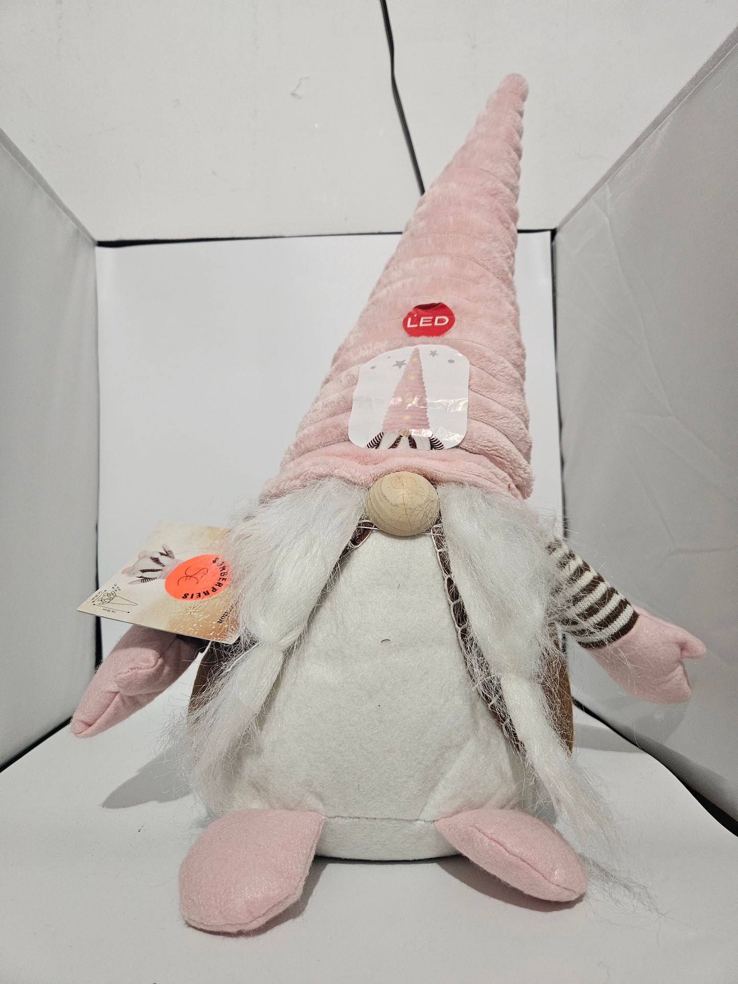 LED Deko Zwerg Rosa Gnom Wichtel Figur 55cm