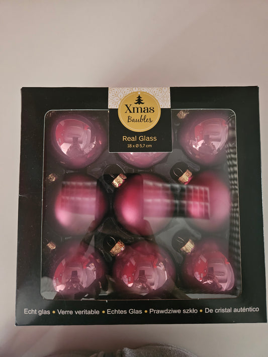 Weihnachtskugeln Glas Rosa 18er Set 5,7cm