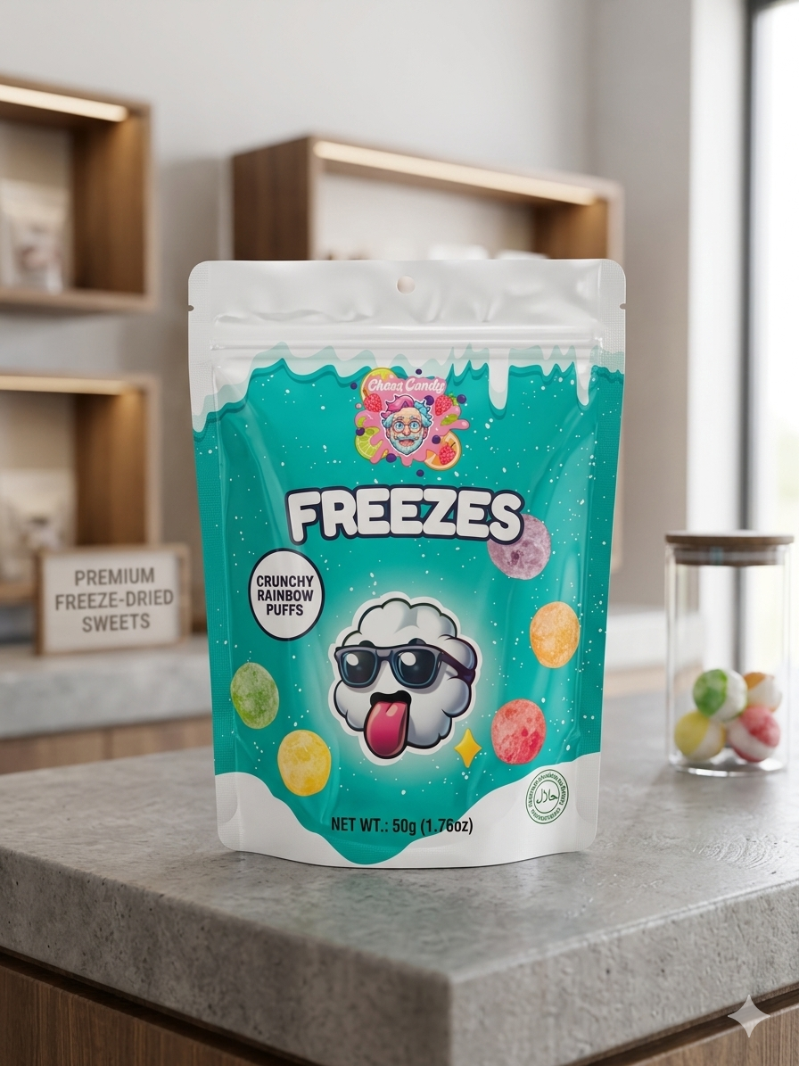 Chaos Candy FREEZES Rainbow Puffs 50g – Crunchy Candy Trend